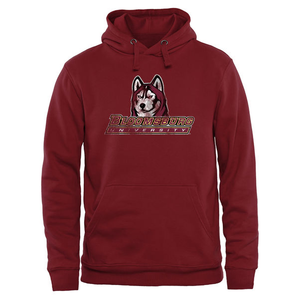 Men NCAA Bloomsburg Huskies Classic Primary Pullover Hoodie Garnet